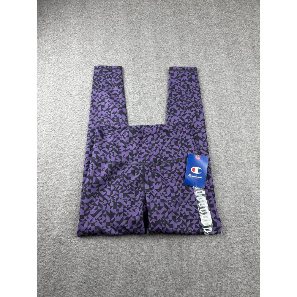 Champion Women's Purple and Black Patterned Leggings Small
